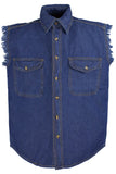 Mens Denim Dark Blue Sleeveless Shirt