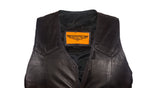 Mens Leather Motorcycle Vest With Huge Gun Pocket