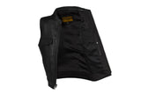Mens Leather Club Vest With Gun Pocket & Hidden Pockets