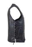 Mens Plain Leather Vest With Gun Pocket