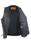 Mens Plain Leather Vest With Gun Pocket