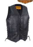 Mens Plain Leather Vest With Gun Pocket