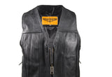 Mens Plain Leather Vest With Gun Pocket