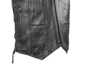 Mens Plain Leather Vest With Gun Pocket
