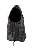 Mens Plain Leather Vest With Gun Pocket