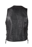 Mens Plain Leather Vest With Gun Pocket