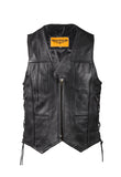 Mens Plain Leather Vest With Gun Pocket