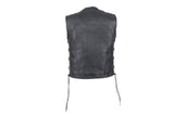 Mens Leather Motorcycle Club Vest With No Collar