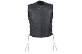Mens Leather Motorcycle Club Vest With No Collar