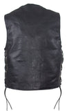 Mens Leather Motorcycle Vest With Buffalo Nickel Snaps