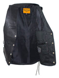 Mens Leather Motorcycle Vest With Buffalo Nickel Snaps