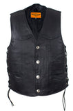 Mens Leather Motorcycle Vest With Buffalo Nickel Snaps