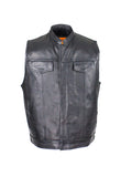 Mens Naked Cowhide Black Liner & Zipper Vest W/ Gun Pocket by Club Vest