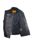 Mens Naked Cowhide Black Liner & Zipper Vest W/ Gun Pocket by Club Vest