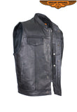 Mens Naked Cowhide Black Liner & Zipper Vest W/ Gun Pocket by Club Vest