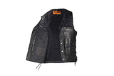 Mens Leather Vest With Gun Pocket & 12 Pockets
