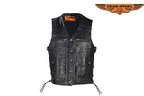 Mens Leather Vest With Gun Pocket & 12 Pockets