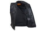 Mens Motorcycle Club Leather Vest With Fold Collar & Hidden Snaps