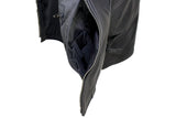 Mens Motorcycle Club Leather Vest With Fold Collar & Hidden Snaps