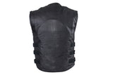 Mens Genuine Leather Replica Swat Vest With Gun Pocket