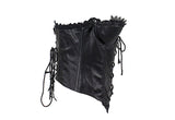 Women's Black Leather and Lace Corset