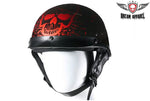 Burgundy DOT Approved Motorcycle Helmet W/ Boneyard Graphic