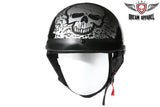 Silver DOT Approved Motorcycle Helmet W/ Boneyard Graphic