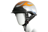 DOT Approved Chrome Motorcycle Helmet W/ Flames Graphic