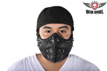Black Leather Biker Face Mask With Spikes