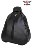 Black PVC Backpack W/ Center Zipper - Women