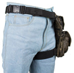 Distressed Brown Leather Multi Pocket Thigh Bags with Gun Pocket