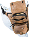 Premier Brown Leather Multi Pocket Thigh Bags with Gun Pocket