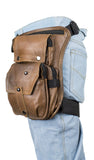 Premier Brown Leather Multi Pocket Thigh Bags with Gun Pocket