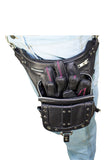 Black Naked Cowhide Leather Studded Thigh Bag W/ Gun Pocket