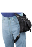 Black Naked Cowhide Leather Studded Thigh Bag W/ Gun Pocket