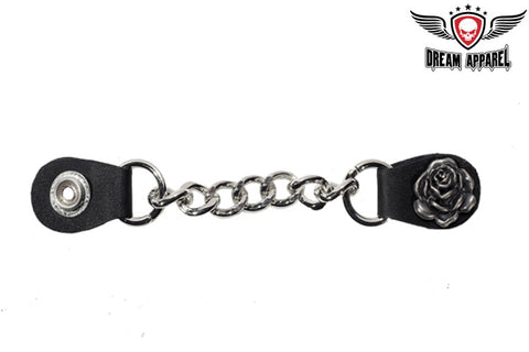 Womens Single Chain Rose Head Motorcycle Vest Extender