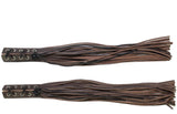 Dark Brown Leather Motorcycle Handlebar Covers with Fringe