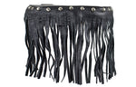Black Studded Leather Floor Boards with Fringe