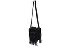 Women's Genuine Black Suede Pocketbook with Peace Sign