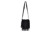 Women's Genuine Black Suede Pocketbook with Peace Sign