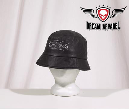 Leather Cap With Choppers Design