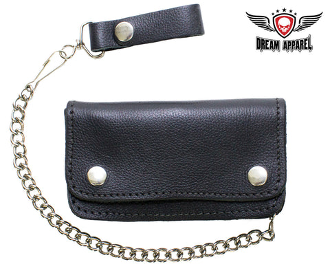 Heavy Duty Black Leather Motorcycle Chain Wallet