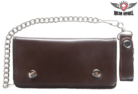 Brown Bifold Motorcycle Chain Wallet