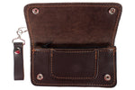 Premium Quality Brown Leather Bifold Motorcycle Chain Wallet