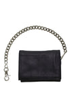 Black Multi-Pocket Naked Cowhide Leather Tri-Fold Wallet