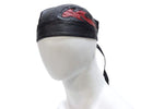 Leather Skull Cap with Colored Flames