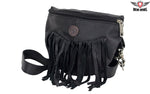 Women's Black Leather Shotgun Shell Bag