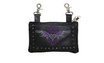 All Naked Cowhide Leather Belt Bag with Gray/Purple Heart and Studs