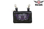 Studded Naked Cowhide Leather Purple Skull Belt Bag