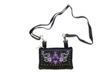 Studded Purple Sugar Skull Naked Cowhide Leather Belt Bag